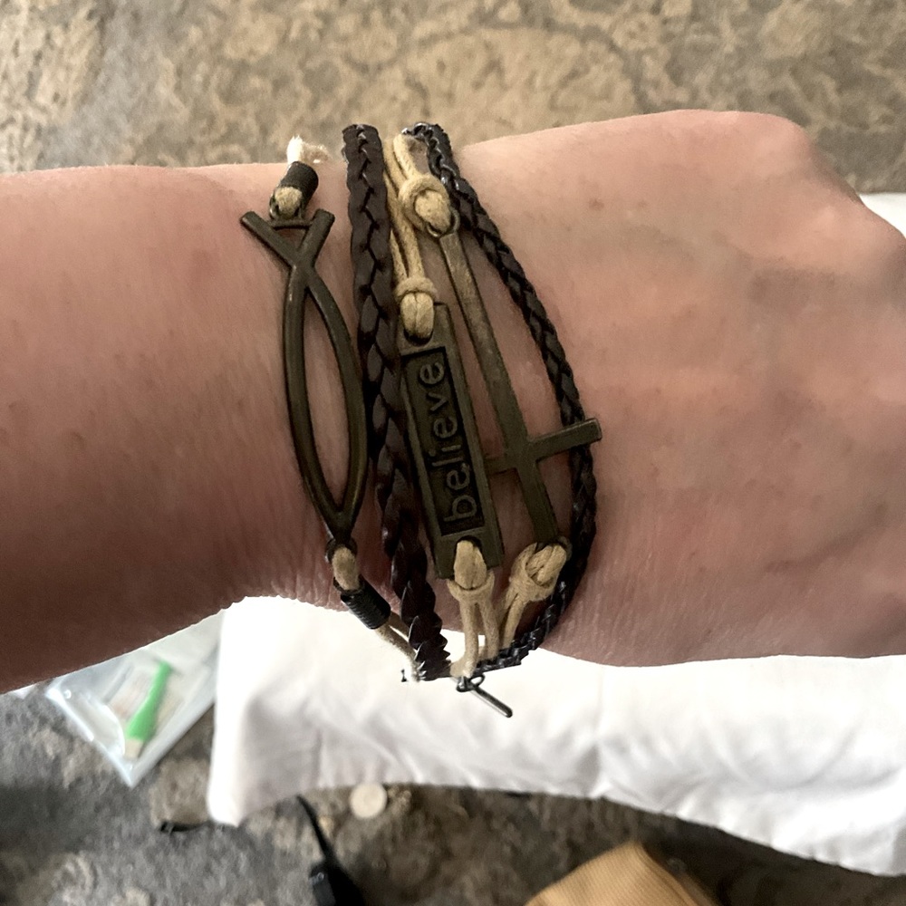 Wrap Bracelet, Christian Cross, Fish, & Believe